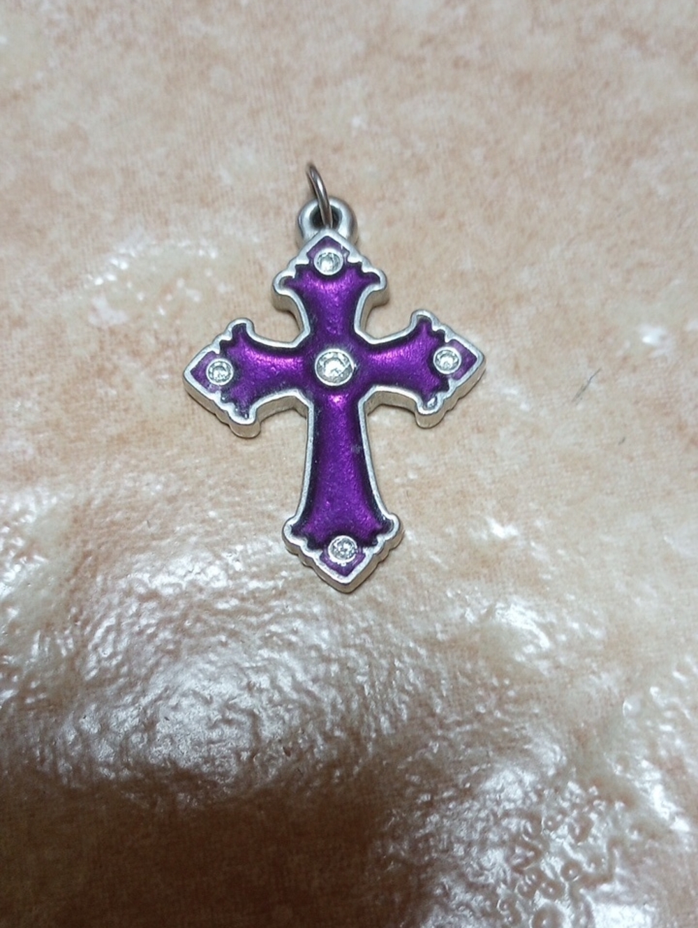 Purple Cross Pendant Charm with Crystal Accents - Picture 2 of 5